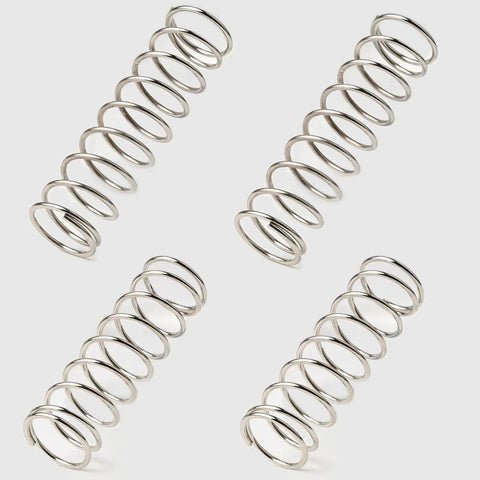 Stiffer Bearing Steel RC Shock Springs Set For Arrma 6S RC Trucks Including Kraton Notorious Fireteam Big Rock Front 80mm Rear 90mm Plus 32 Percent Stiffer Performance ARA330780 ARA330782, four springs displayed