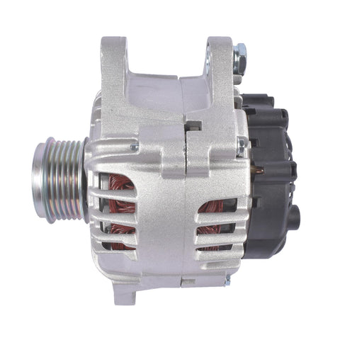 Side view of 110 Amp Drop-In Alternator Replacement For Hyundai Veloster 2013 2017 Kia Forte Forte5 Rio 1.6L 2012 2017 With Start Stop System Bolt-On Direct Fit 37300-2B760 373002B760 High Output