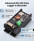 Badass Rs232 Serial Port Data Logger Captures Up To Two Mbps Straight To Memory Card For Automotive Tuning And Industrial Debugging With Sweet Txt Bin Output And CR1220 Battery Pack on a circuit background