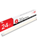 24 Inch Plug In Linkable Under Cabinet Light With High Low Off Switch For Dope Warm White 2700K LED Kitchen Lighting 750 Lumens 83 CRI Slim Flat Fixture For Under Cabinet And Countertops shown in packaging