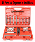 Beefy Bearing Puller Set 14-Piece With 5 Ton Capacity And 2-Inch And 3-Inch Jaws, displayed in red durable case