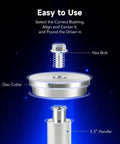 Hex bolt, disc collar, and 5.5-inch handle from Rear Axle Bearing Service Kit With 3 Pullers And 9 Driver Discs For Removal