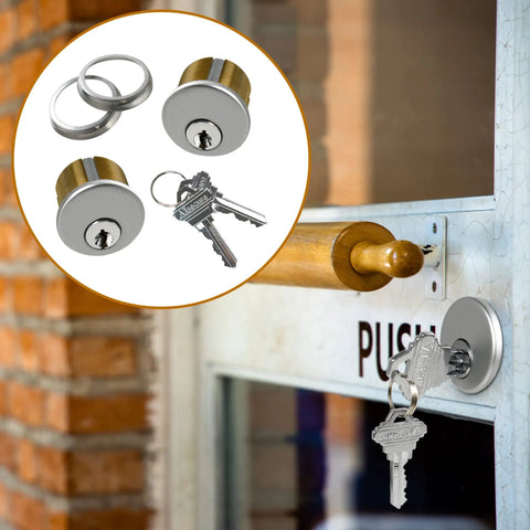 Commercial Storefront Mortise Cylinder Lock Kit 4 Pack Satin Chrome Silver Finish Solid Brass Core Pro Grade Anti Corrosion