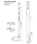 Diagram of Magnetic Pool Gate Latch With Self Closing Action Easy Install Top Pull Magna Latch N346-210 showing dimensions and features.