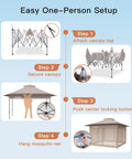Step-by-step setup for 13x13 Pop Up Gazebo Canopy With Wheeled STO-N-Go Cover Bag For Patio Lawn Garden Grab-And-Go Setup Mosquito Shelter