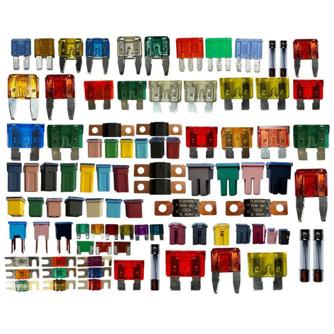 Massive 1000 Piece Car Fuse Kit With Fast Medium And Slow Blow Fuses in color coded storage box