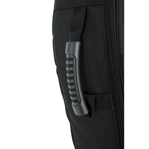 Durable Bass Gig Bag With Adjustable Backpack Straps Thick 20mm Padding Safe Travel Case For Precision And Jazz Style Electric Basses Fits Most Standard Bass Guitars Cushioned Headstock And Bridge Protection, black handle close-up
