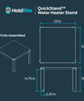Diagram of 22 Inch Water Heater Stand for Up To 52 Gallons, Unassembled QuickStand System with dimensions and structure details
