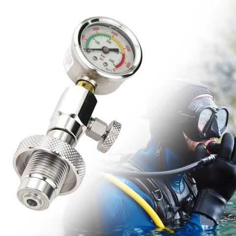 Yoke Tank Pressure Gauge For Scuba Diving Stainless Steel Compact Regulator Intermediate Pressure Checker With Vent Bleed Valve