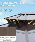 Close-up of 8x5 Ft Aluminum Grill Gazebo With Double Polycarbonate Top And Shelves Outdoor BBQ Canopy showing double roof design.