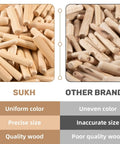 Professional Grade Top Tier 200 Pack Natural Birch Wood Dowel Pins With Deep Fluted Grooves comparison with inferior products.