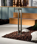 12V Two Arm Path Light In Textured Black With Diffused Lens For Outdoor Walkways And Landscapes, LED fixture installed by steps