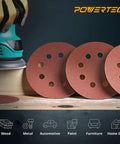 Top Shelf 25 Pack Five Inch Eighty Grit Sanding Discs With Hook And Loop Backing for Random Orbital Sanding on wood surfaces.
