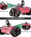 Conqueror Robot Tank Kit With UNO R3 Controller For Arduino STEM Coding Toy showing two installation types and camera mount