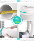 5.9 Inch To 6 Inch Portable AC Exhaust Hose installation steps with counterclockwise thread for easy replacement.