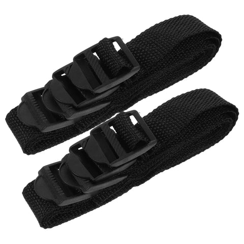 Two black adjustable replacement straps for 8 Pack Adjustable Lawn Aerator Shoes Straps For Garden Walk On Spiked Sandals With Grass Spikes