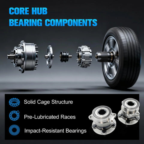 Exploded view of Cadillac Wheel Bearing And Hub Assembly 2Pcs Set For 2008 2019 CTS XTS Camaro And Impala Front And Rear Replacement