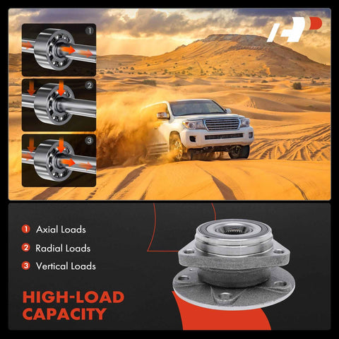 2 Pack Wheel Bearing And Hub Assembly For Volkswagen And Audi Vehicles Including Jetta Golf GTI Tiguan Arteon A3 Quattro Q3 TT S3 RS3 Front And Rear Replacement With Durable Bearings And Precise Fit designed for high-load capacity for axial, radial, and vertical loads.