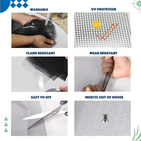 Durable Heavy Duty Fiberglass Window And Screen Door Replacement Mesh 48 By 118 Inches features and uses infographic