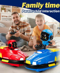 Two Pack Cool Cute Cartoon Remote Control Bumper Cars For Toddlers Mini RC Cars With Light And Sound indoors with father and son