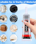 Clear Rhinestone Glue for Jewelry Making and Nail Art 4 Pack 15mL with Precision Tip, held in hand, suitable for various materials.