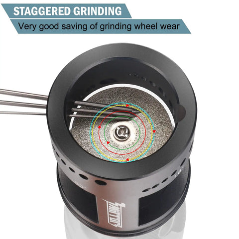 Healthy Tungsten Electrode Grinding Head With Dust Guard Housing For TIG Welding, showing staggered grinding feature