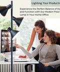 Black Tree Floor Lamp With Three Adjustable Heads For Living Room, Bedroom, And Office in modern home office setup