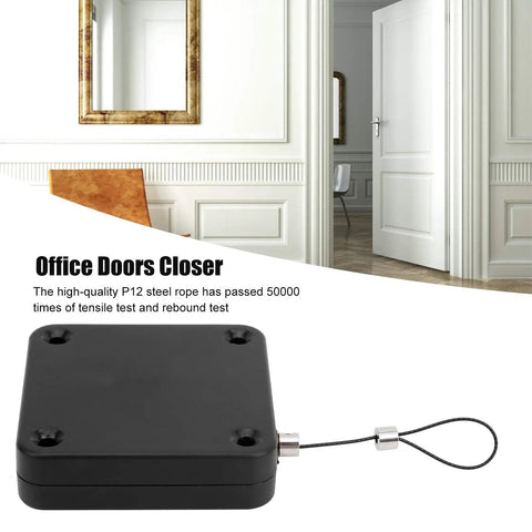 Two Pack Automatic Screen Door Closer Set No Drilling Punch Free Adhesive And Screw Mount with open white office door in background