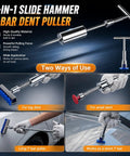 2-in-1 slide hammer T-bar dent puller for effective paintless dent repair, adjustable for small and large dents.