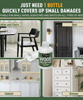 White Touch Up Paint Pen For Wood Furniture Makeover Featuring Quick Dry Formula And Precision Brush on cabinet, door, table, and dresser.