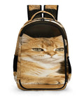 Green Eye Golden Cat Printed Unisex Backpack With Large Capacity, Durable Breathable Polyester, Smooth Zipper, Everyday Carryall