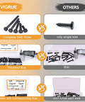 Comparison of Vigrue complete SAE size lag bolts set versus a single size from others, showing thickness and labeled packaging.