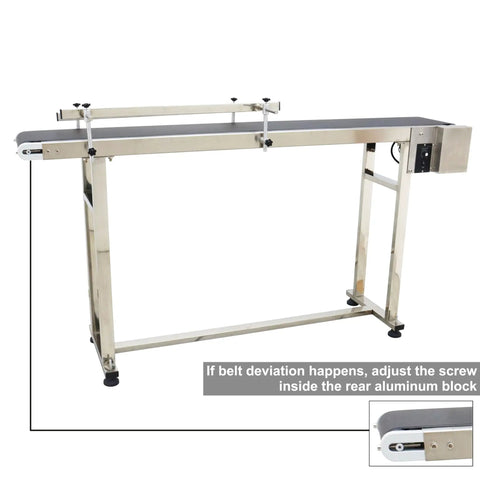 Industrial PVC Flat Belt Conveyor With Stainless Steel Frame And Adjustable Speed, Double Guardrails, side view