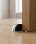 Stainless Steel Door Stopper Floor Mount 2 Pack No Drill Easy Install Half Dome Door Catch Protector; wood floor.