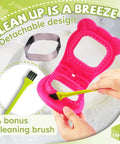 LEPCY pink Uncrustables sandwich sealer cutter, square crustless PB&J maker with detachable ring and cleaning brush