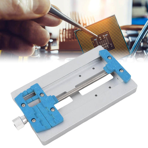 Universal Bearing Fixing Tool For Circuit Board Repair Fixture For PCB, Phone and Watch Repairs, showing compact design and clamps.