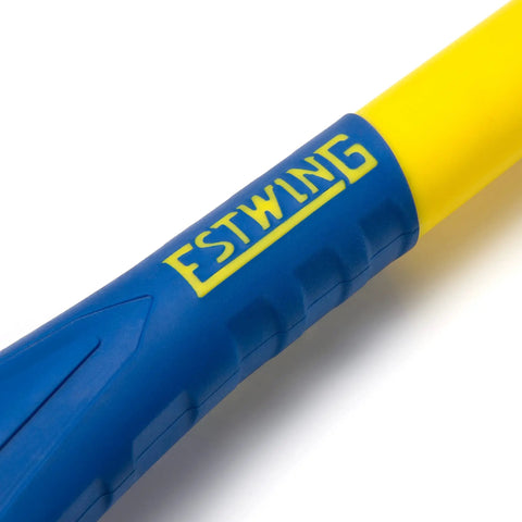 Close-up of Soft Face Sledge Hammer For Auto Shop And Construction Use, ergonomic two-handed grip on 16-inch fiberglass handle.