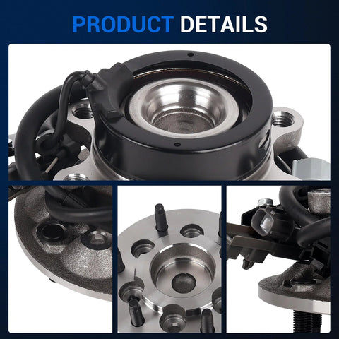 Close-up of front right wheel hub and bearing assembly for 2004-2008 Chevy Colorado, GMC Canyon, Isuzu I-280 I-290 I-370 with 6 lug ABS