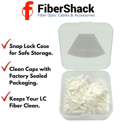 LC Fiber Optic Dust Caps 200 Pack 1.25mm Ends In Snap Lock Case