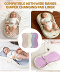 Collage of a baby on a 4 Pack Waterproof Changing Pad Liners For Universal Fit With Extra Thick Ultra Soft And Absorbent 2 Sided