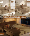 Cozy Corduroy 94.5 Inch Sleeper Sofa Bed 3 In 1 Convertible Couch King Size Pull Out Futon Sofa with Cloud Recliner, Sofa to Bed