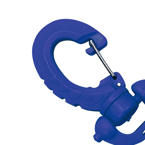 Blue quick snap-on Double Hose Holder Clip for Scuba Diving keeps two low and high pressure hoses secure and tangle free.