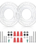 Two Pack Universal Light Fixture Mount Brackets With Four Inch Round Junction Box Adapter And Decorative Hardware, includes plates and hardware.