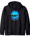 Outrigger Canoe Hawaii Retro Paddling Zip Hoodie For Ocean Lovers And Watermen, Aloha State Vibe Sweatshirt With Classic Wave Graphic