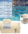 Energy Efficient 1 HP Pool Pump Motor Replacement For WhisperFlo WFE 4 WFE 26 And SuperFlo Pumps with specs table