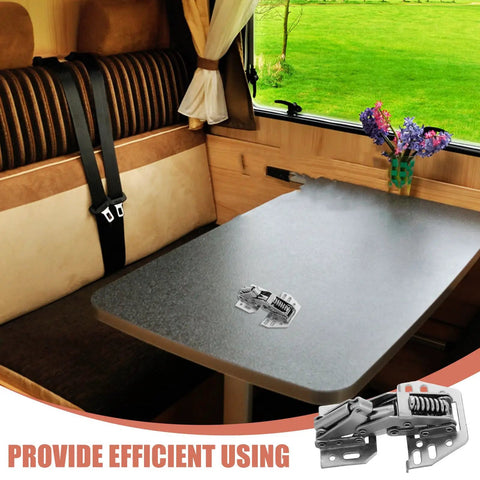 Heavy Duty RV Cabinet Door Hinge With Hydraulic Soft Close For Camper on RV table near window
