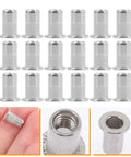 Grab This Heavy Duty Stainless Steel M4 Flat Head Rivet Nuts Knurled Tool Kit For Serious Automotive Repairs, Industrial Fastening And Tough Furniture Builds That Really Rock. M4 stainless steel flat head rivet nuts, 40-piece set