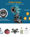 Heavy Duty Clamp Light Socket With Gooseneck For E26 E27 Bases Iron Carbon Alloy Mount with bulb options and features displayed.