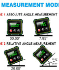 Image showing Digital Angle Finder With Laser Level And Inclinometer displaying modes for absolute and relative angle measurements.