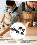 Six Piece Ebony Leather Burnisher Kit For Sharp Edges And Dope Polishing With Slick Fit For Rotary Drills And Badass Diy Leather Crafts Project Worth Every Dollar displayed with a craftsman using tools.